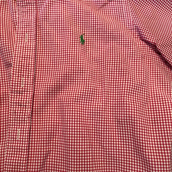 Ralph Lauren Mens Classic Fit Short Sleeve Button Down Shirt  Red Check sz XL - Picture 4 of 6